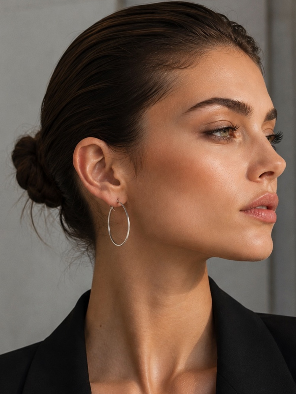Silver-Tone Oversized Hoop Earrings – 1-7/8” (4.8cm)